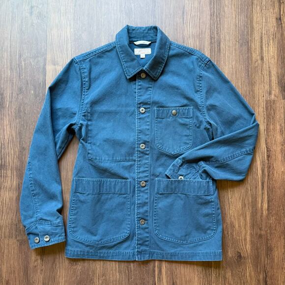Wallace & Barnes J.Crew Chore Jacket Blue Cotton Utility Workwear S - Picture 1 of 8